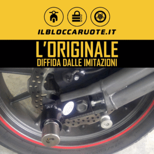 Blocca ruote originale BENELLI 302, sicurezza moto, diffida imitazioni.