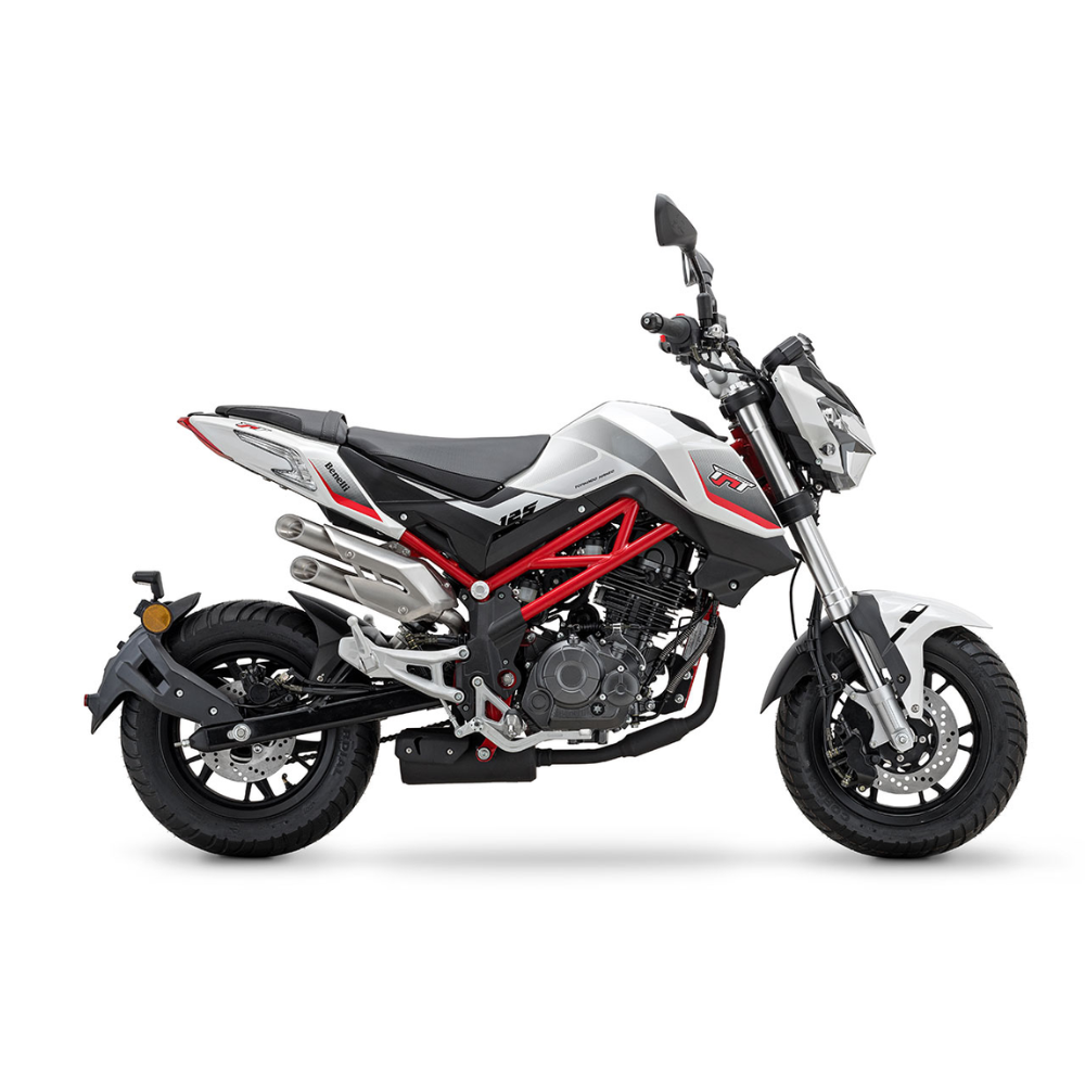 Motocicletta sportiva bianca e nera laterale